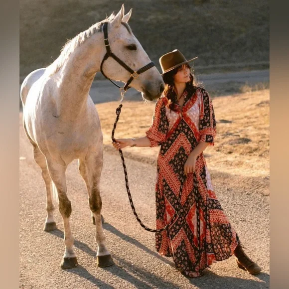JENS PIRATE BOOTY NWT ROMA SALOON MAXI IN RUST - Picture 2 of 4